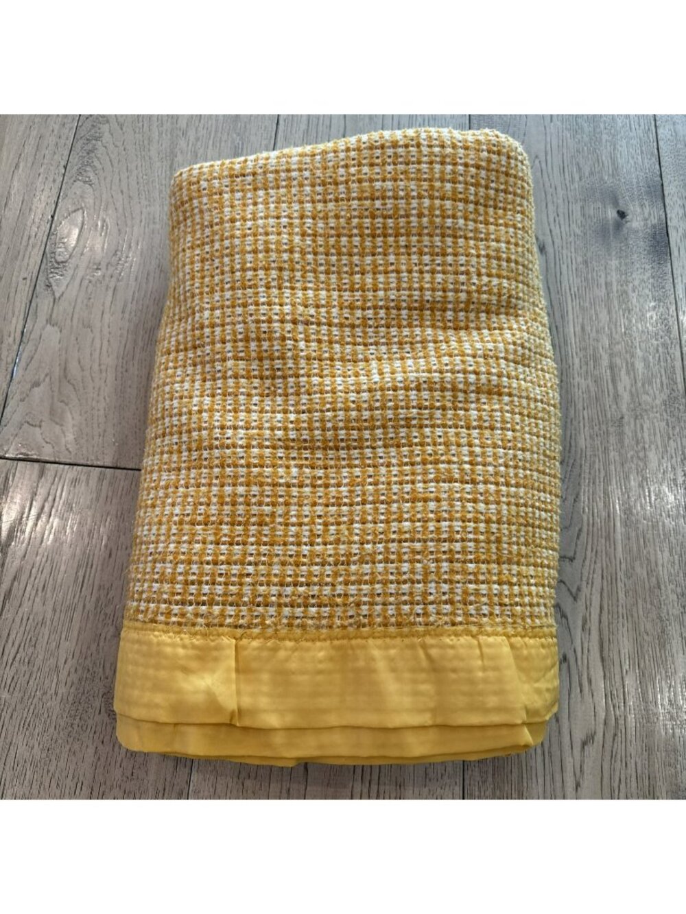 Vintage Acrylic Waffle Weave Blanket Harvest Gold 76"x66"